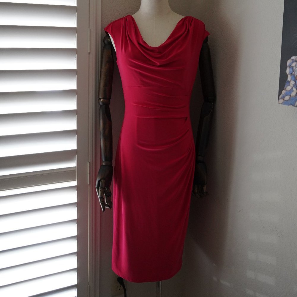 White house black market pink shift ADRIANNA PAPELL Draped-Neck dress
